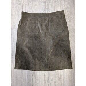 Zac & Rachel Womens Skirt Size 10 Green Corduroy A Line Mini Modest Side Zip 107